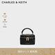 CHARLES&KEITH菱格鏈條手提斜挎小方包盒子包包女包生日禮物CK2-80782534 Black黑色 小包