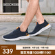 斯凱奇（Skechers）男鞋休閑鞋軟底透氣男鞋一腳蹬網(wǎng)面鞋男運動(dòng)舒適 海軍藍色/橘色/NVOR 42