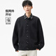 布衣傳說(shuō)假兩件開(kāi)衫毛衣男士寬松襯衫式加厚保暖提花針織衫外套潮 黑色 L