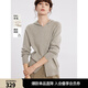 ELLE【100%綿羊毛】連帽毛衣開衫女2024冬季新款簡約氣質(zhì)毛針織衫 中灰 L