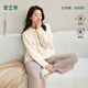 安之伴睡衣女秋冬保暖抗靜電半邊絨休閑女士家居服可外穿 米白 女 L