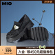 MIO【王子璇同款】米奧方跟單鞋甜酷風(fēng)小皮鞋閃飾厚底樂(lè )福鞋女鞋 黑白藍【心鉆系列】 35