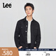 Lee25秋冬新品舒適版翻領(lǐng)小Logo織標(biāo)黑色男牛仔夾克外套休閑潮 黑色 XL