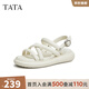 他她（TATA）白色沙灘涼鞋女軟底松糕鞋外穿百搭秋季新款WDP01BL3 米白 38