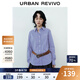 UR2025秋季新款女裝簡(jiǎn)約通勤字母撞色格紋開(kāi)襟襯衫UYY250081 深藍色格子 M