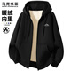 馬克華菲重磅加絨衛衣男秋冬季新款加厚帽衫羊羔絨拉鏈連帽外套 黑色 L
