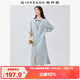 佐丹奴裙子女文藝風(fēng)開(kāi)叉下擺暗條紋長(cháng)袖襯衫連衣裙女05465070