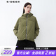sdeer圣迪奧2021冬季高領(lǐng)連帽撞色字母針織拼接不規則白鴨絨羽絨服女S21482444 暗黃綠/08 S 160