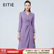 愛特愛（EITIE）通勤時尚收腰紫色西裝連衣裙秋季新款高端女裝大擺裙7507219 菖紫92 XL 170
