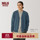 無(wú)印良品（MUJI） 男式 羊毛 可水洗高針距 V領(lǐng)開(kāi)衫 男士毛衣冬季男款AA0PFA4A 藍色 L （175/100A）