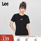 Lee25新品標準版圓領(lǐng)閃粉印花Logo女短袖T恤休閑潮流LWT0098664LE 黑色 M