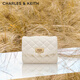 CHARLES&KEITH菱格鏈條手提斜挎包小方包包女包生日禮物CK2-50701608 Cream奶白色 S
