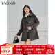 LAGOGO灰色仿毛呢大衣女拉谷谷2024年冬新款高知風(fēng)小個(gè)子呢子外套 灰色 M