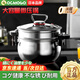 OCMOGO日本品牌不銹鋼湯鍋多功能微壓燉煮鍋大容量微壓鍋燃氣灶電磁爐通 微壓鍋【帶蒸籠】 26cm 7L 通用