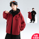 三葉豆男童秋冬外套加絨加厚2025新款兒童沖鋒衣三合一中大童男孩衣服潮 紅色（春秋外套+搖粒絨內膽） 160 cm