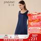 金三塔睡裙真絲睡衣女桑蠶絲真絲簡(jiǎn)約減齡氣質(zhì)基礎背心裙 藏青 XL