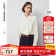 朗姿【朗姿Basic衣櫥】設計感荷葉邊上衣女通勤秋季新款長(cháng)袖法式襯衫 米白色2 M