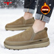 公牛世家男鞋新款加絨加厚棉鞋冬季男款一腳蹬雪地靴戶(hù)外低幫保暖鞋子男