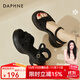 DAPHNE達芙妮涼鞋女外穿夏季新款仙女風(fēng)露趾百搭厚底女鞋一字帶軟底沙灘鞋 黑色 跟高5.5cm 36 (230mm) 標準碼