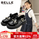 百麗童鞋25年春秋兒童皮鞋女童演出單鞋返校學(xué)生鞋 黑色33碼