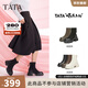 他她（TATA）彈力靴女靴瘦休閑瘦靴加絨厚底短靴秋冬新CEG01DZ4 CEG01DZ4黑色（絨面款） 37