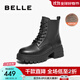 百麗（Belle）羊皮厚底增高馬丁靴女商場(chǎng)款戶(hù)外短靴3N140DD4預售 黑色-絨里 37 (235mm)