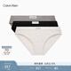 Calvin Klein內衣女士三條裝簡(jiǎn)約布標ck棉質(zhì)透氣性感比基尼三角內褲女QP3129O 66O-太空黑/椰青灰/牛乳白 3條 M