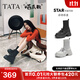 他她（TATA）孫樂(lè )言同款喵爪靴子女襪靴厚底瘦瘦靴彈力短筒靴時(shí)裝靴 黑色 36