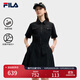 FILA 斐樂(lè )官方女裝梭織工裝連衣裙2025夏季新款時(shí)尚涼感防曬收腰裙子 正黑色-BK S 160/80A/S