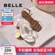 百麗（Belle）編織一字帶涼鞋女商場(chǎng)款度假風(fēng)高跟涼鞋D6W1DBL5 米白 37 (235mm)