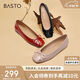 百思圖2023春季商場(chǎng)同款時(shí)尚潮流通勤軟便鞋女單鞋TIK38AQ3 黑色 39