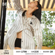 野獸派躲貓貓女士白條紋22姆米真絲襯衫裙家居服睡衣結(jié)婚禮物 女士真絲襯衫裙-S