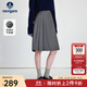 Navigare意大利小帆船黑色百褶裙女士秋季通勤百搭半身裙顯瘦收腰a字裙女 素凈灰 XL