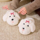 馬爾濟斯可愛(ài)棉拖鞋新款室內家居防滑保暖加絨棉拖毛毛拖鞋女冬季 白色蝴蝶結 36-37