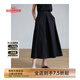 旅途原品（ltyp）白色百褶裙半身裙女中長(cháng)款百褶優(yōu)雅大擺裙百搭休閑A裙冬 黑色 - 現貨 M