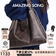 Amazing Song乙頌漿果托特包復古時(shí)尚大牌女包水洗紋牛皮托特包輕奢手提單肩包 榛果色【可放16寸筆記本電腦】