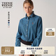 Teenie Weenie小熊女裝牛仔襯衫2025秋新款學(xué)院休閑簡(jiǎn)約棉美式上衣 中藍色 M 165
