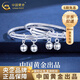 中國黃金（CHINA GOLD）足銀寶寶手鐲男女?huà)雰恒y鐲子鈴鐺手鐲寓意送寶寶滿(mǎn)月百天生日禮物 吉祥如意手鐲【一對20g±1g】+中金禮盒