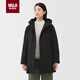 MUJI女式 不易沾水 羽絨大衣 羽絨服女款 25年秋冬新品 黑色 L