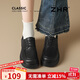 ZHR樂(lè )福鞋女圓頭軟底系帶小皮鞋女英倫風(fēng)復古單鞋子女 QE19黑色38