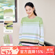 無(wú)色無(wú)味都市綠洲 25年秋季新品全棉條紋長(cháng)袖圓領(lǐng)針織衫毛衫毛衣女上衣 梅子青 M （36）