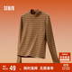 森馬（Semir）森馬長(cháng)袖t恤女修身微彈磨毛復古半高領(lǐng)內搭24冬新款109724101008