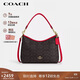 蔻馳（COACH）【品牌直供】女士LAUREL31中號單肩斜挎流浪包深棕配紅色CV975