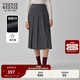 Teenie Weenie小熊簡(jiǎn)約半身裙女2025年春夏新款學(xué)院風(fēng)通勤中長(cháng)款百褶裙女 灰色 S 160