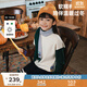 馬·拉?。∕.Latin）/童裝兒童毛衣冬新款男女大童學(xué)院風(fēng)漫畫半高領(lǐng)毛衣 米色 130 cm
