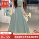 斐莉玥法式學(xué)院v字領(lǐng)連衣裙女裝2025夏季新款高級收腰氣質(zhì)顯瘦連衣裙子 藍(lán)色 連衣裙 M [關(guān)注店鋪送小禮物]