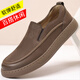 奧康（Aokang）商務(wù)休閑軟底防滑耐磨百搭一腳蹬皮鞋 咖色 39  