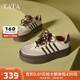 他她（TATA）烏梅子醬厚底德訓鞋女鞋透氣新款休閑增高板鞋女W9B02CM5 米白/啡（單里） 36