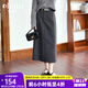 Olrain歐芮兒時(shí)尚通勤半身裙秋季女裝中長(zhǎng)款高腰顯瘦鉛筆半裙 灰色 M