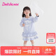 笛莎童裝女童裙子2025秋季小童女孩寶寶兒童長(cháng)袖連衣裙 藍色 100